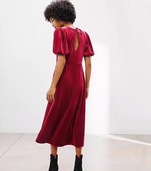 John Lewis AND/OR Hermione Velvet Dress, Red, £99