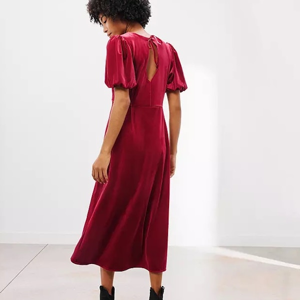John Lewis AND/OR Hermione Velvet Dress, Red, £99