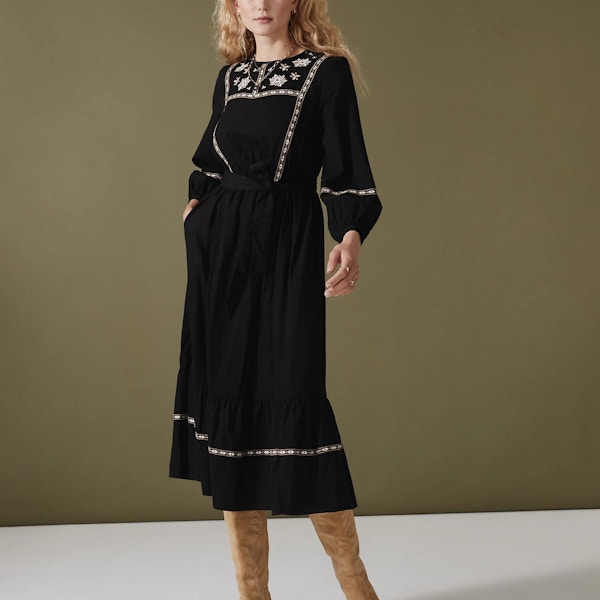 M&S Pure Cotton Embroidered Midaxi Tiered Dress, £49.50