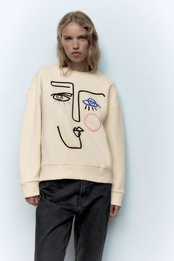 Zara Embroidered Sweatshirt, £2999