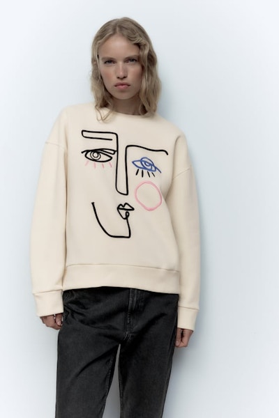 Zara Embroidered Sweatshirt, £2999