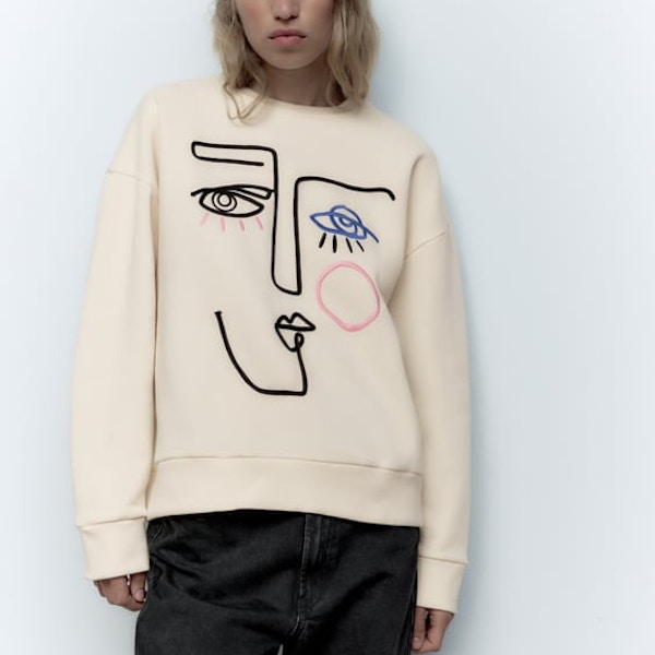 Zara Embroidered Sweatshirt, £2999