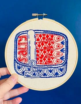 Cloth Kits Sardines Embroidery Kit, Hook Line & Tinker, £25