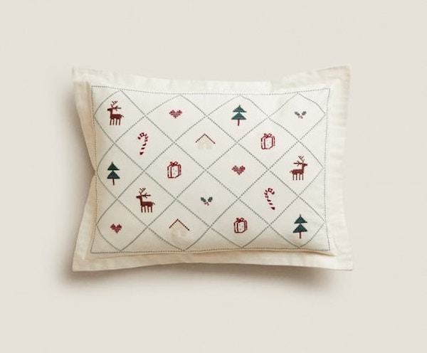 Zara Embroidered Cross-Stitch Cushion, £19.99