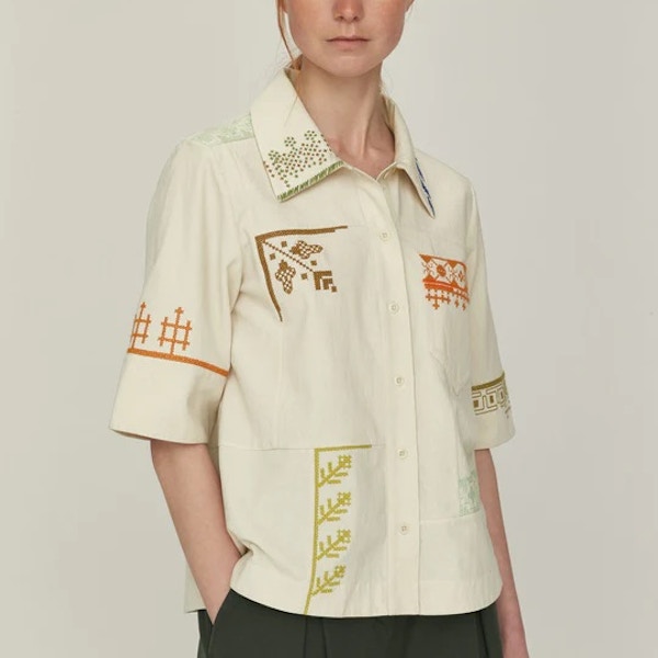 Toast Embroidered Patchwork Cotton Shirt, £215