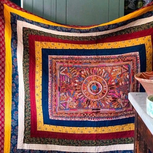 Montes & Clark Patchwork Quilt With Rabari Applique And Embroidered Centre, £320