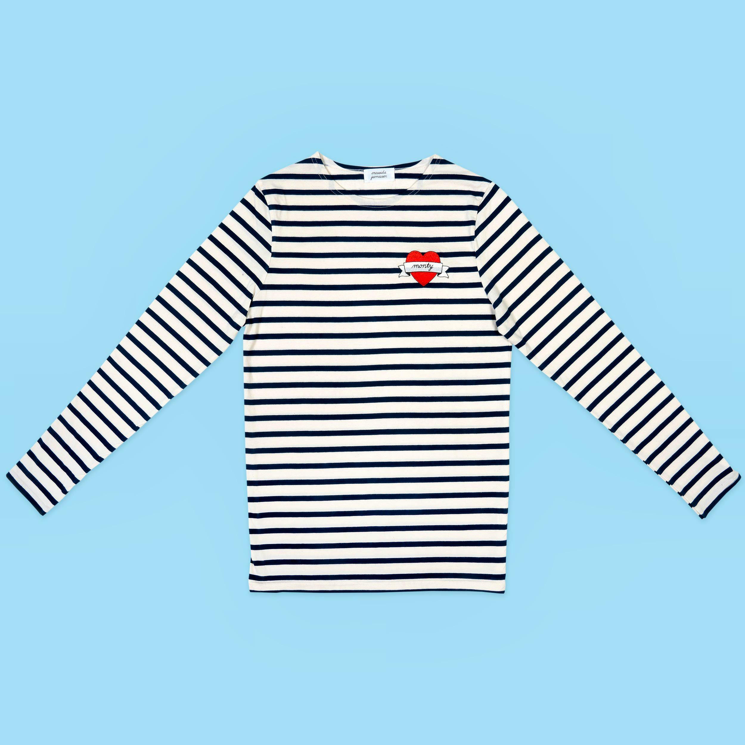 Cressida Jamieson Personalised Love Heart Breton Top, from £95