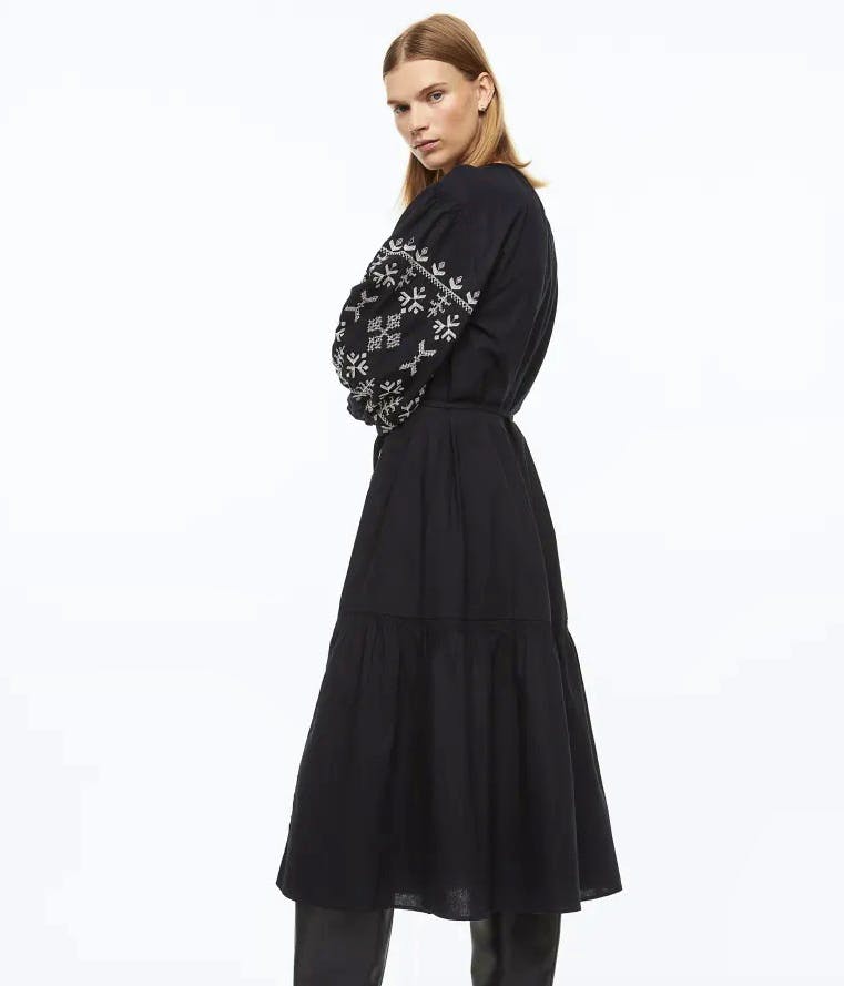 H&M Embroidered Tie-Belt Dress, £49.99