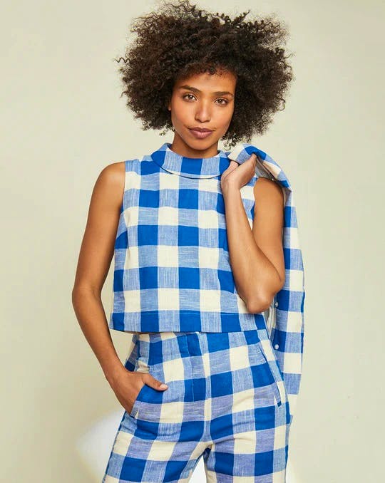 Veronica Beard Sylvana Plaid Top, £287
