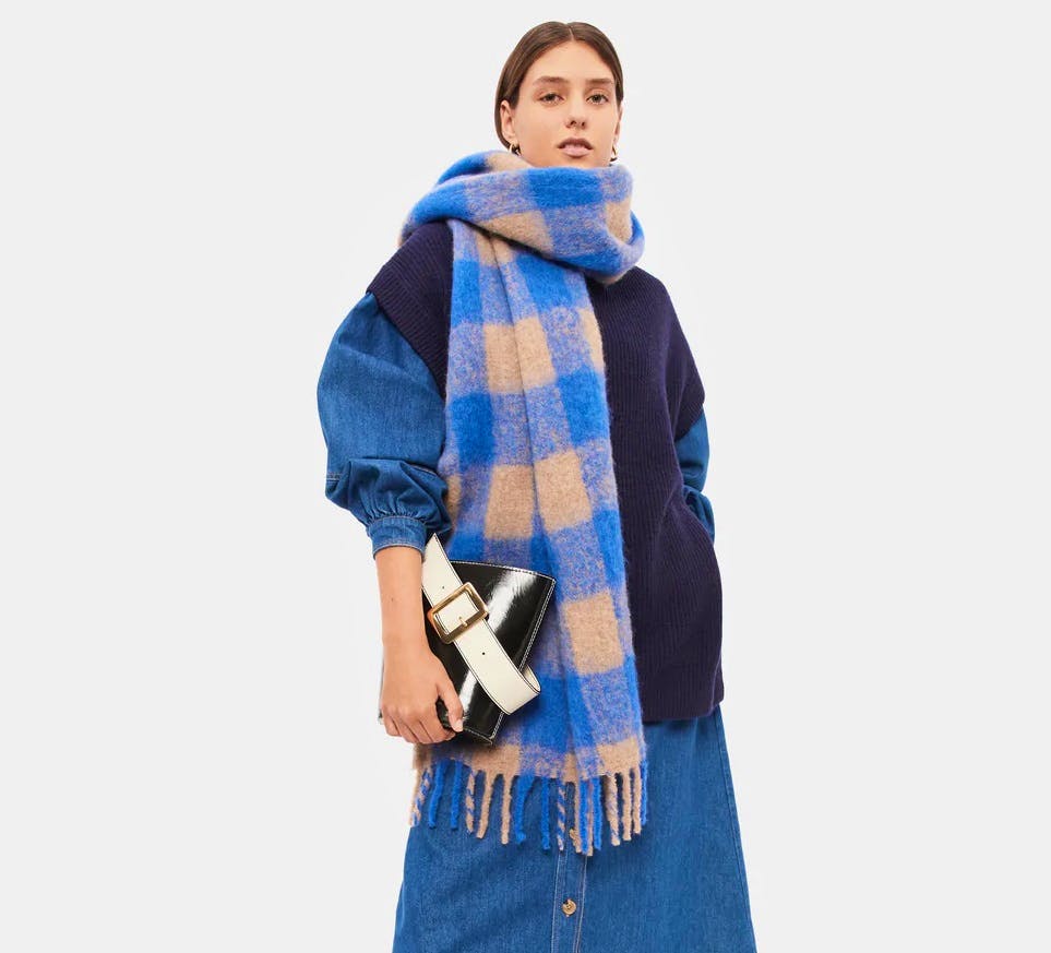 Jigsaw Alpaca Check Blanket Scarf, £84