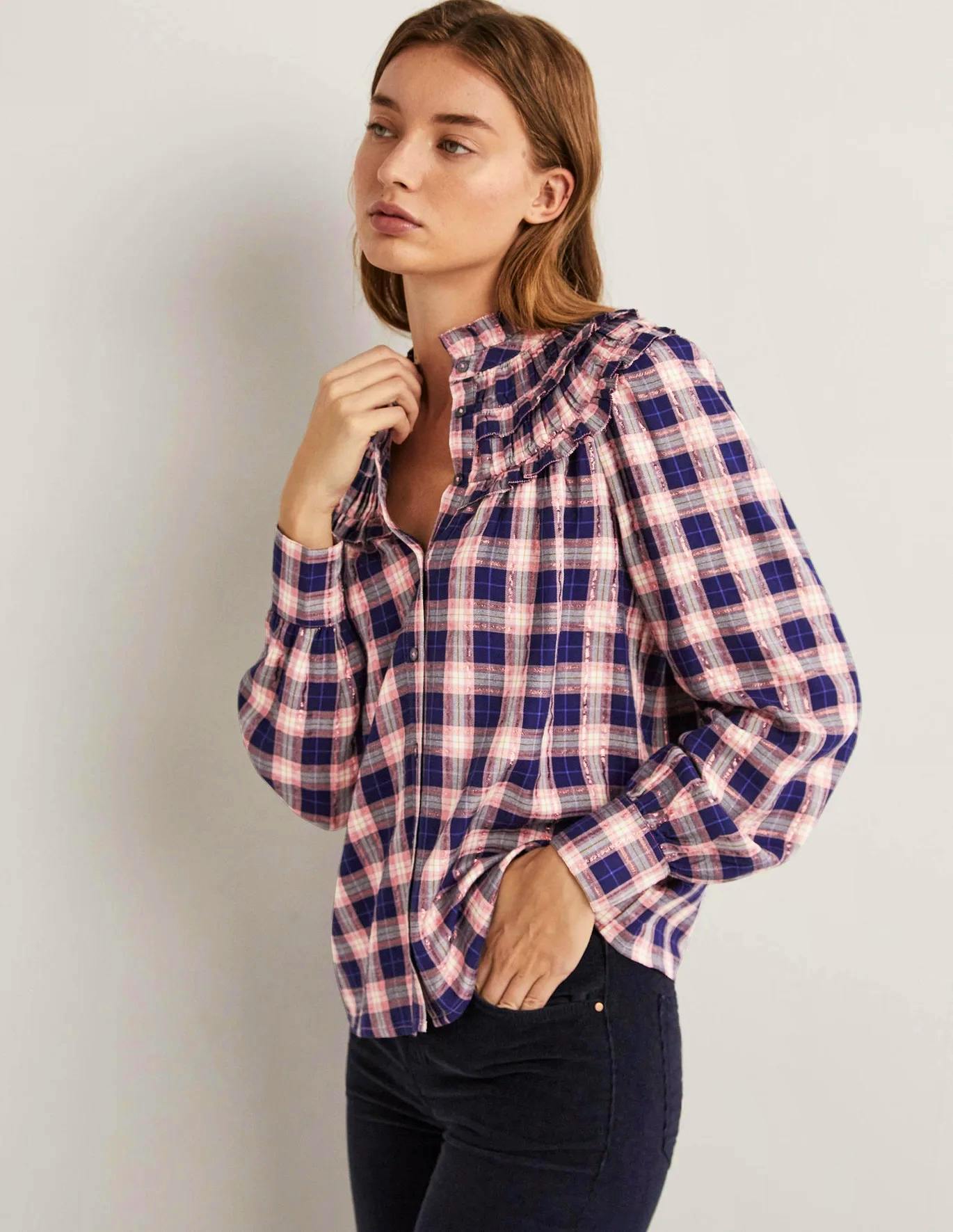 Boden Frilled High Neck Shirt, £85