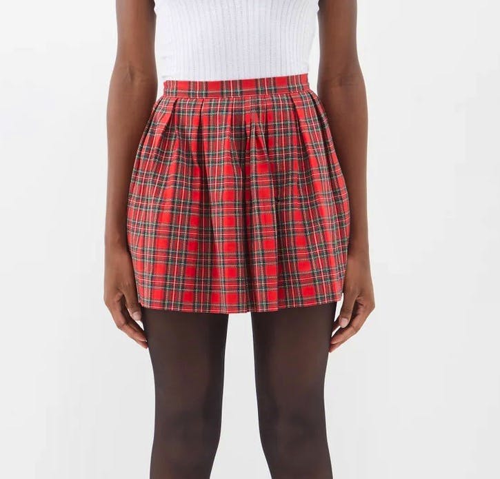 ERL Plaid Pleated Cotton Mini Skirt, £240