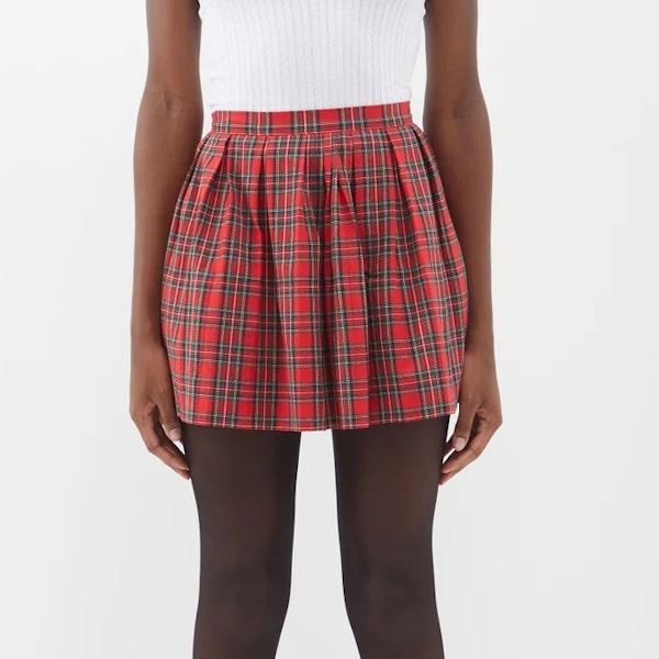 ERL Plaid Pleated Cotton Mini Skirt, £240