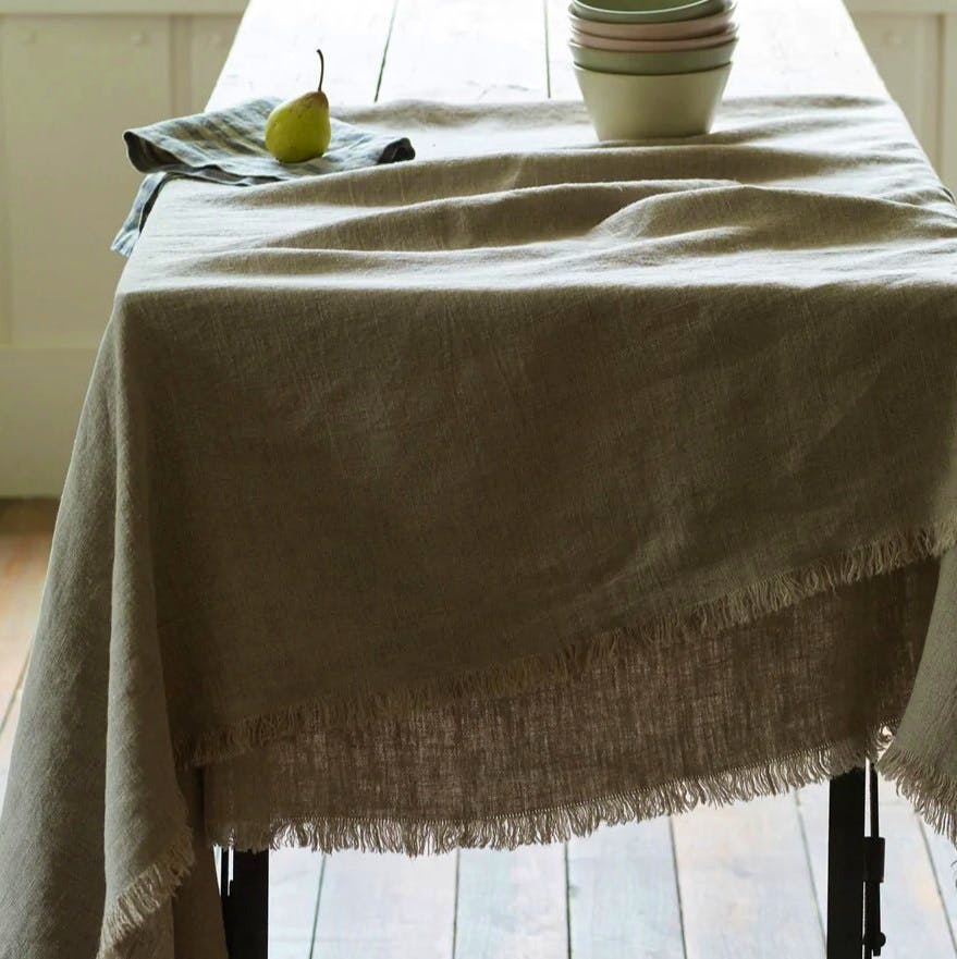 Rowen & Wren Linen Tablecloth, Frayed Edge, Natural Linen, NOW £46