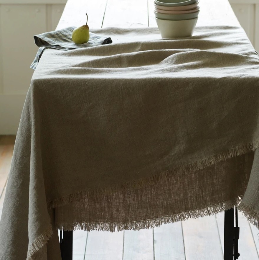 Rowen & Wren Linen Tablecloth, Frayed Edge, Natural Linen, NOW £46
