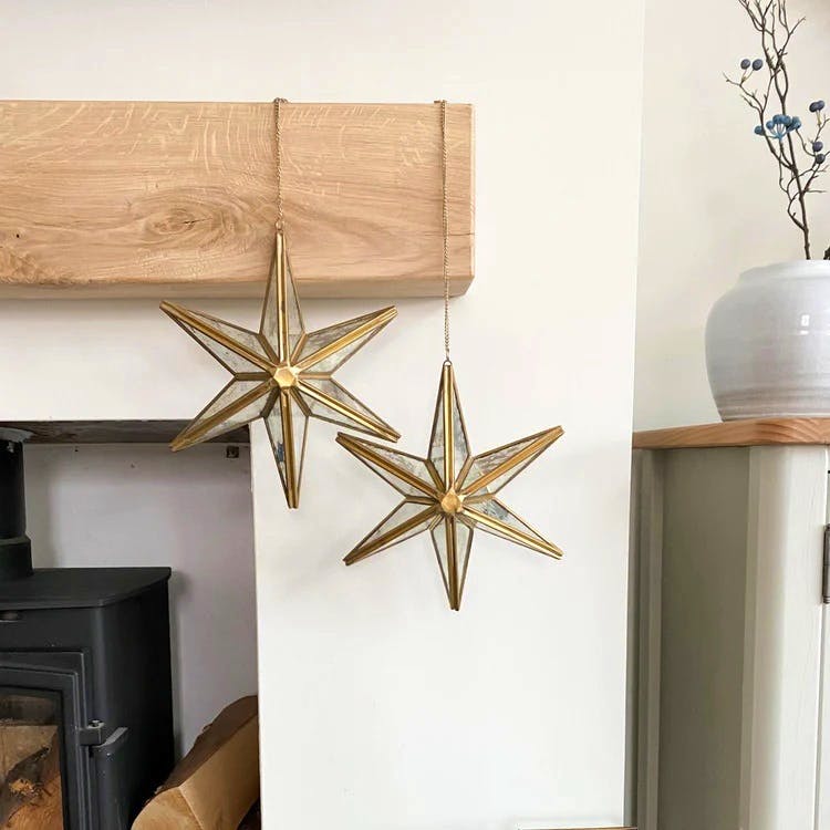 Ivyline Hanging Antique Brass Mercury Glass Star, £34.99