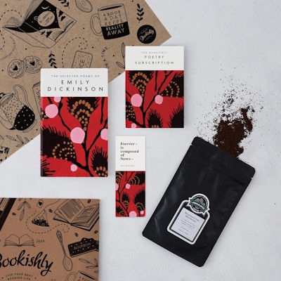 Bookishly A classic poetry book featuring an exclusively designed dust jacket and a delicious packet of ground roasted coffee or four luxury teabags delivered straight through the letterbox each month. From £14 per month
