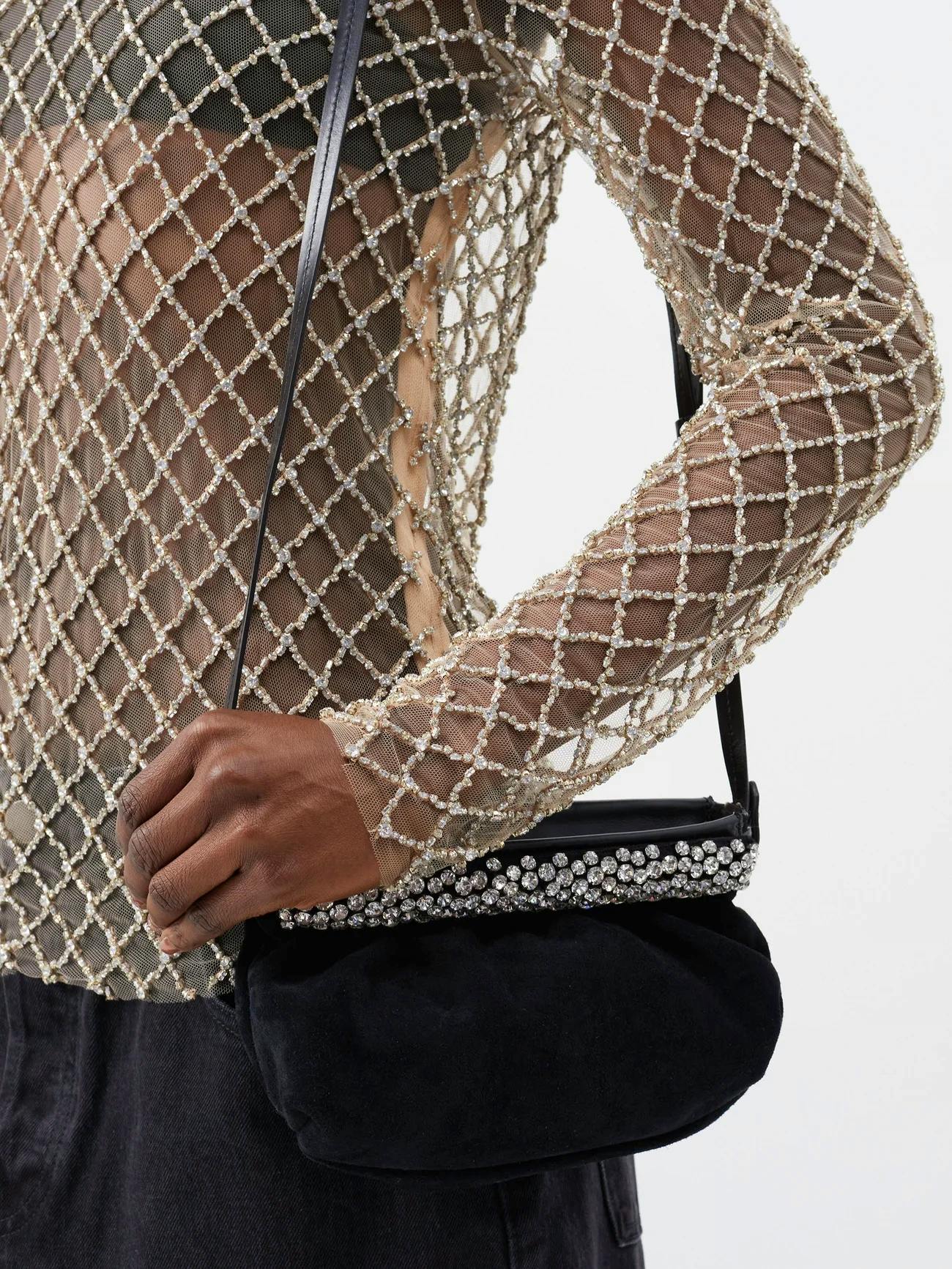 Isabel Marant Luzes Crystal-Embellished Suede Clutch Bag, £695