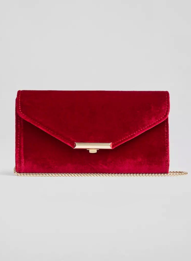 LK Bennett Lucy, Red Velvet Clutch Bag, £159