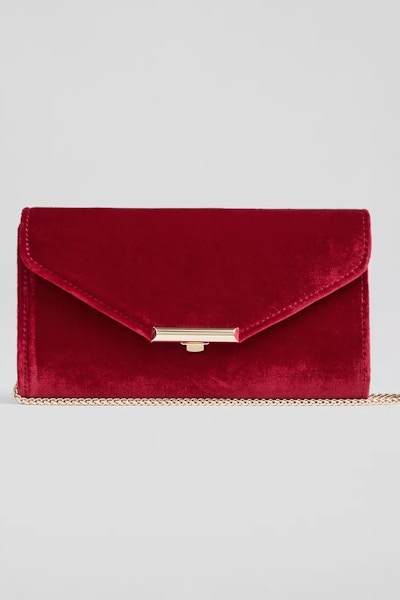 LK Bennett Lucy, Red Velvet Clutch Bag, £159