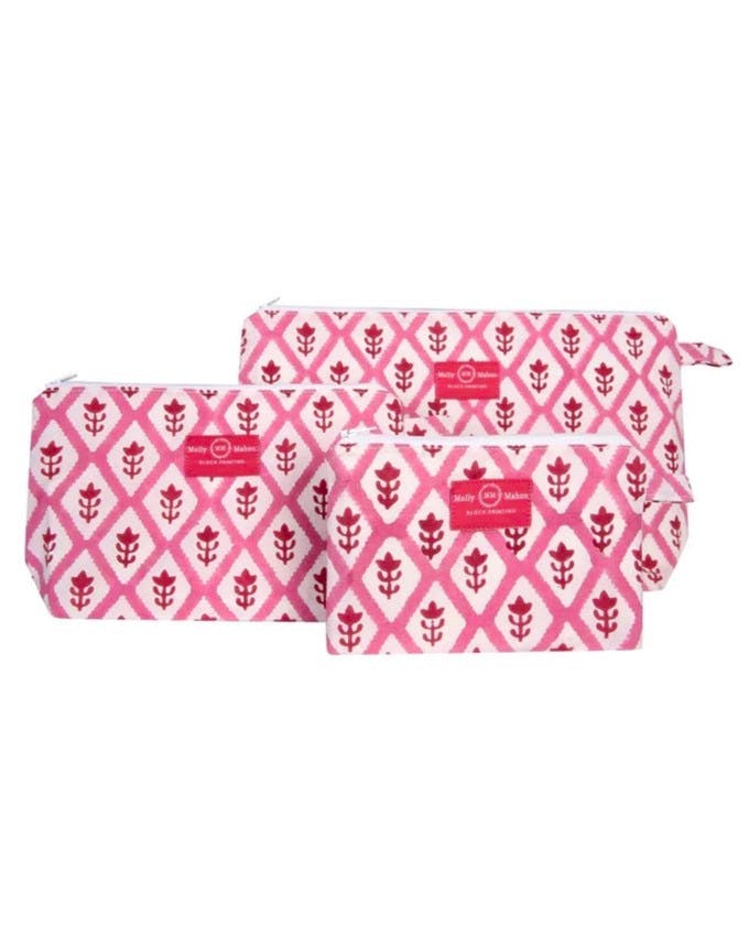Molly Mahon Wash Bag Bagru Pink, From £15
