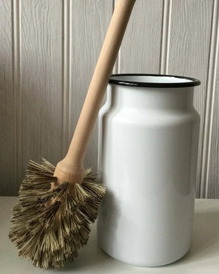Lisa Valentine Home Enamel Toilet Brush Holder And Wooden Brush, £32.50