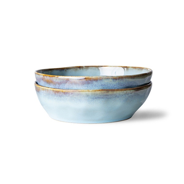 Trouva Set of 2 Blue and Brown Ceramic 70s Lagune Pasta Bowls. £30