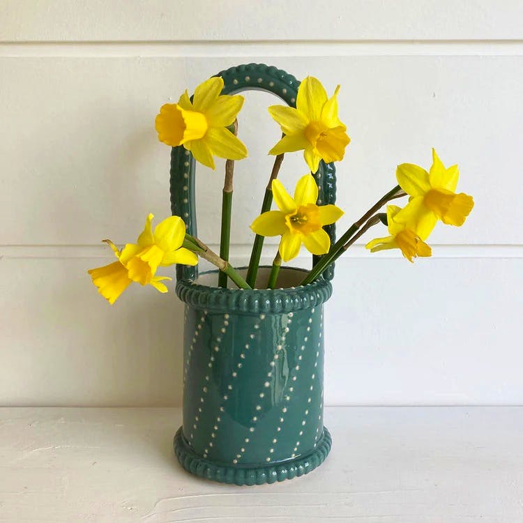 Emily Mitchell Studio Green Blue Basket Vase, £70