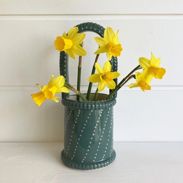 Emily Mitchell Studio Green Blue Basket Vase, £70