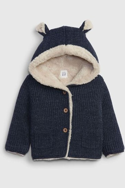 GAP Sherpa Lined Button Up Bear Hoodie, £28