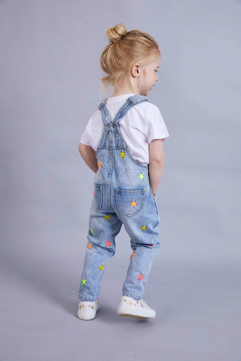 Gussy & Lou Kids Neon Star Dungarees, £45