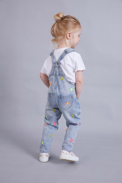 Gussy & Lou Kids Neon Star Dungarees, £45