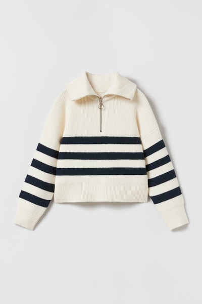 Zara Striped Knit Sweater With Zip, £25.99