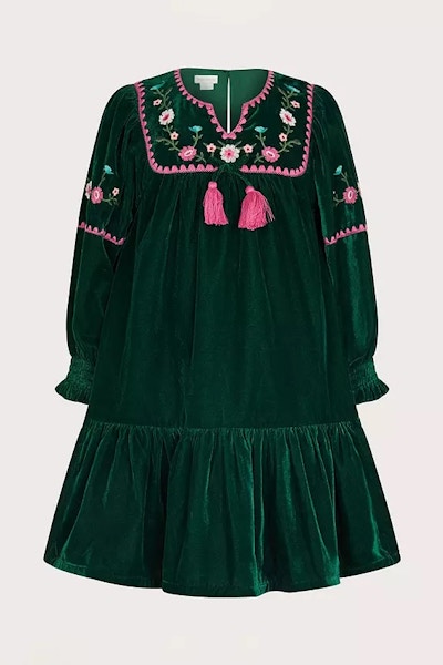 Monsoon Monsoon Kids' Boutique Velvet Rose Embroidered Dress, £42 – 46