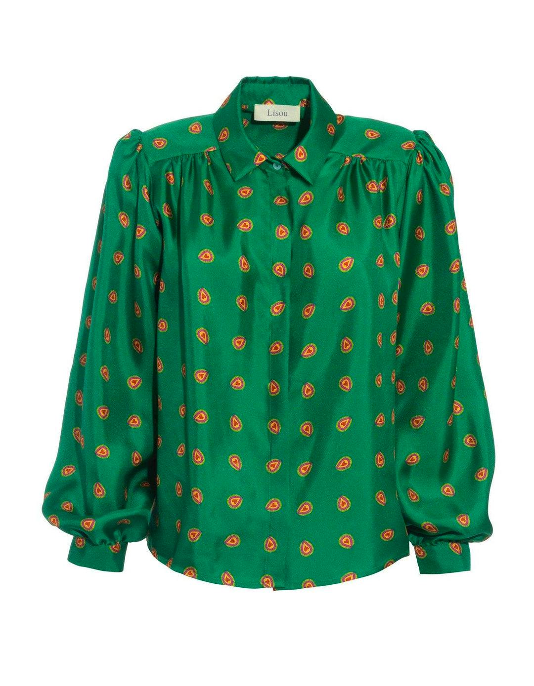 Eliza Green Peacock Print Silk Shirt £265