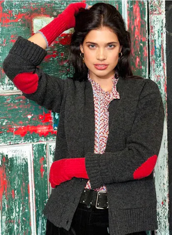 Supersoft Lambswool Elbow Patch Cardigan