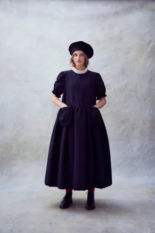 Thea Dress In Recycled Black Boucle