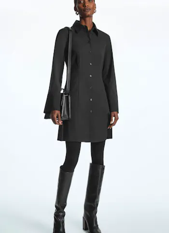 Waisted Mini Shirt Dress