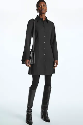 Waisted Mini Shirt Dress