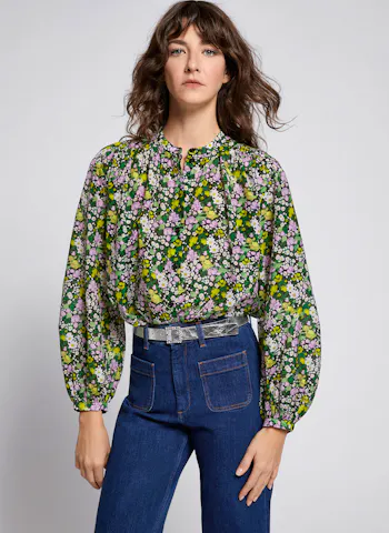 Printed Silk Blend Blouse
