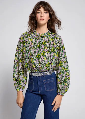 Printed Silk Blend Blouse
