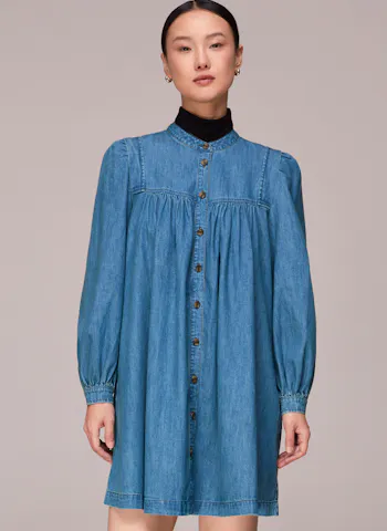 Chambray Denim Trapeze Dress