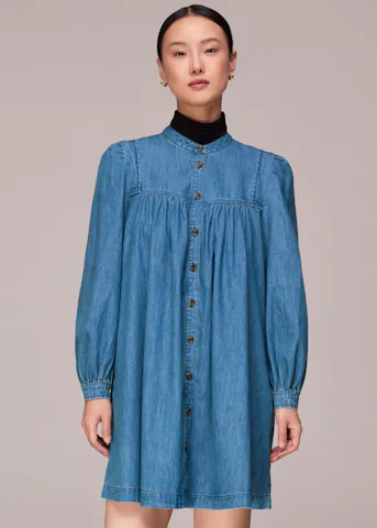 Chambray Denim Trapeze Dress