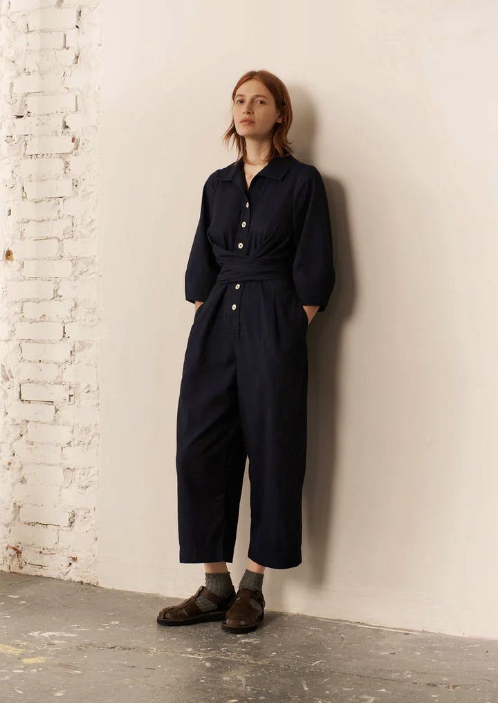 Wrap Front Indigo Twill Jumpsuit £215