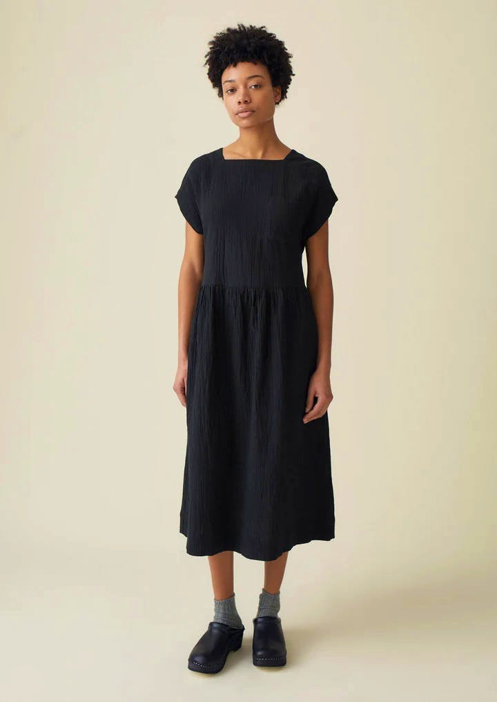 Square Neck Crinkled Cotton Dress £145