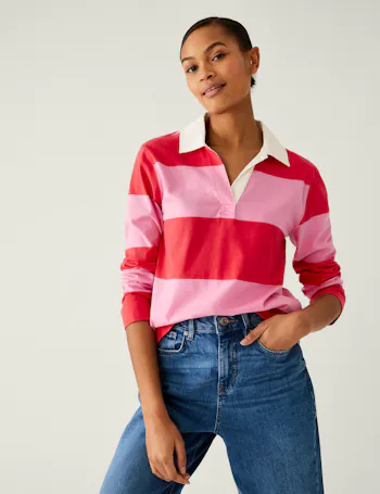 Pure Cotton Striped Rugby Top