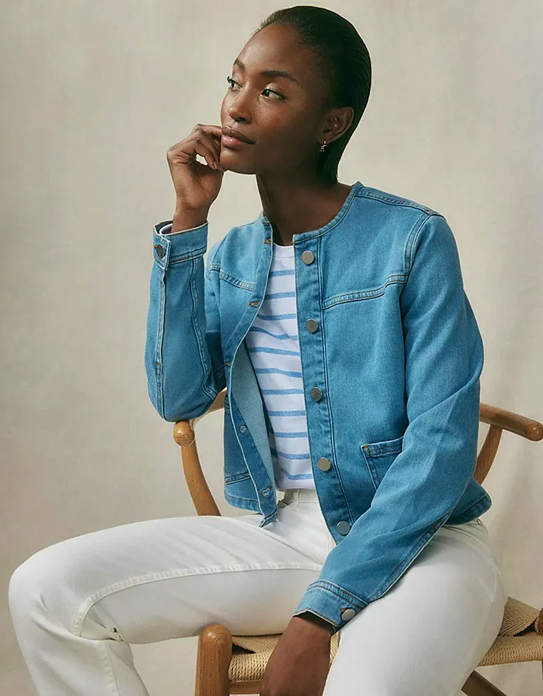 Collarless Organic Cotton Jacket £110
