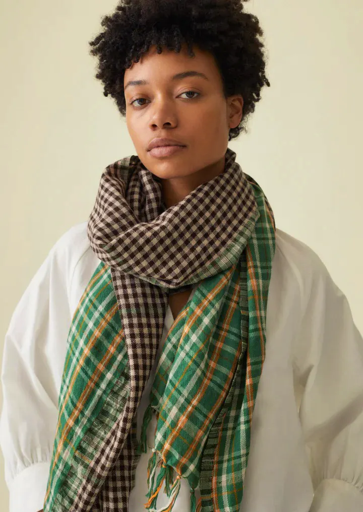 Mixed Check Hand Woven Scarf £99