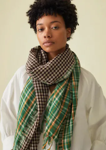 Mixed Check Hand Woven Scarf
