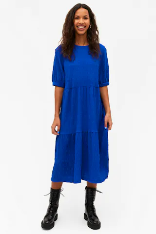 Electric Blue Midi Flounce Dress